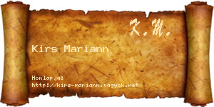 Kirs Mariann névjegykártya