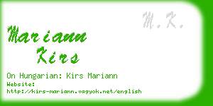 mariann kirs business card